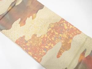 引箔　道長取りに古典柄・花唐草模様織り出し　袋帯